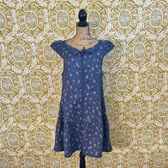 NWOT Free People Beasley Floral Drop Waist Babydoll Mini Dress Navy Combo Sz XL - Picture 7 of 15